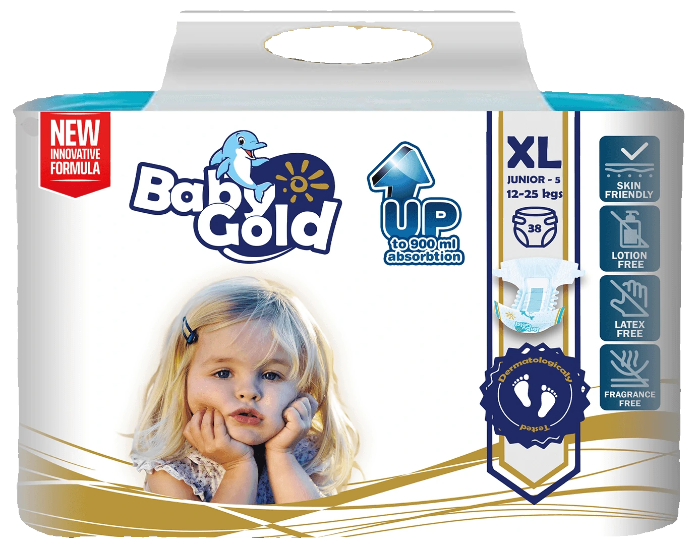 Baby Gold nadrágpelenka - XL JUNIOR (12-25 kg) - 38 db / csomag