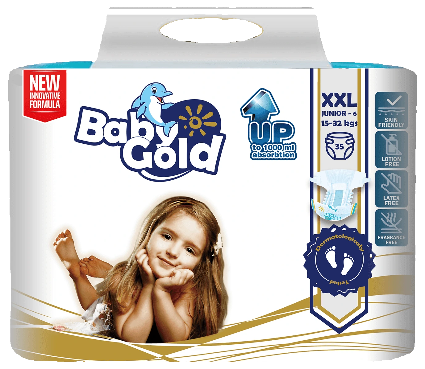 Baby Gold nadrágpelenka - XXL JUNIOR* (15-32 kg) - 35 db / csomag